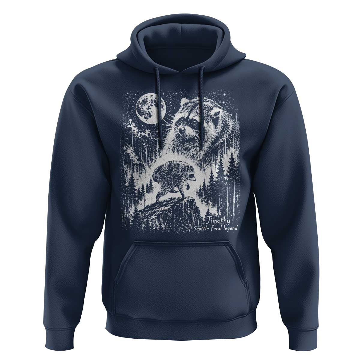 Jimothy Three Raccoon Moon Parody Wildlife Graphic Hoodie Vintage Seattle Feral Legend Trash Panda Meme