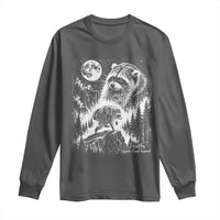 Jimothy Three Raccoon Moon Parody Wildlife Graphic Long Sleeve Shirt Vintage Seattle Feral Legend Trash Panda Meme