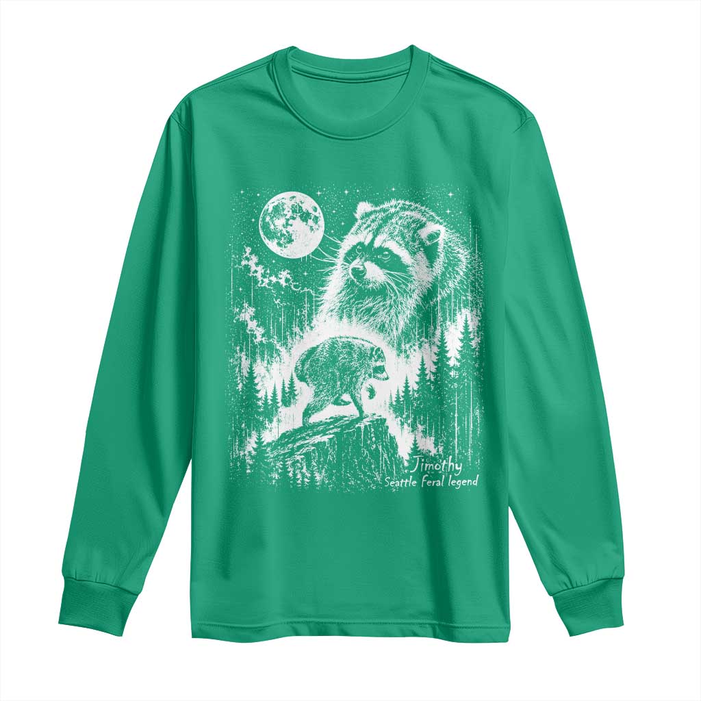 Jimothy Three Raccoon Moon Parody Wildlife Graphic Long Sleeve Shirt Vintage Seattle Feral Legend Trash Panda Meme