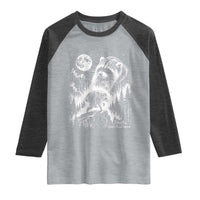 Jimothy Three Raccoon Moon Parody Wildlife Graphic Raglan Shirt Vintage Seattle Feral Legend Trash Panda Meme