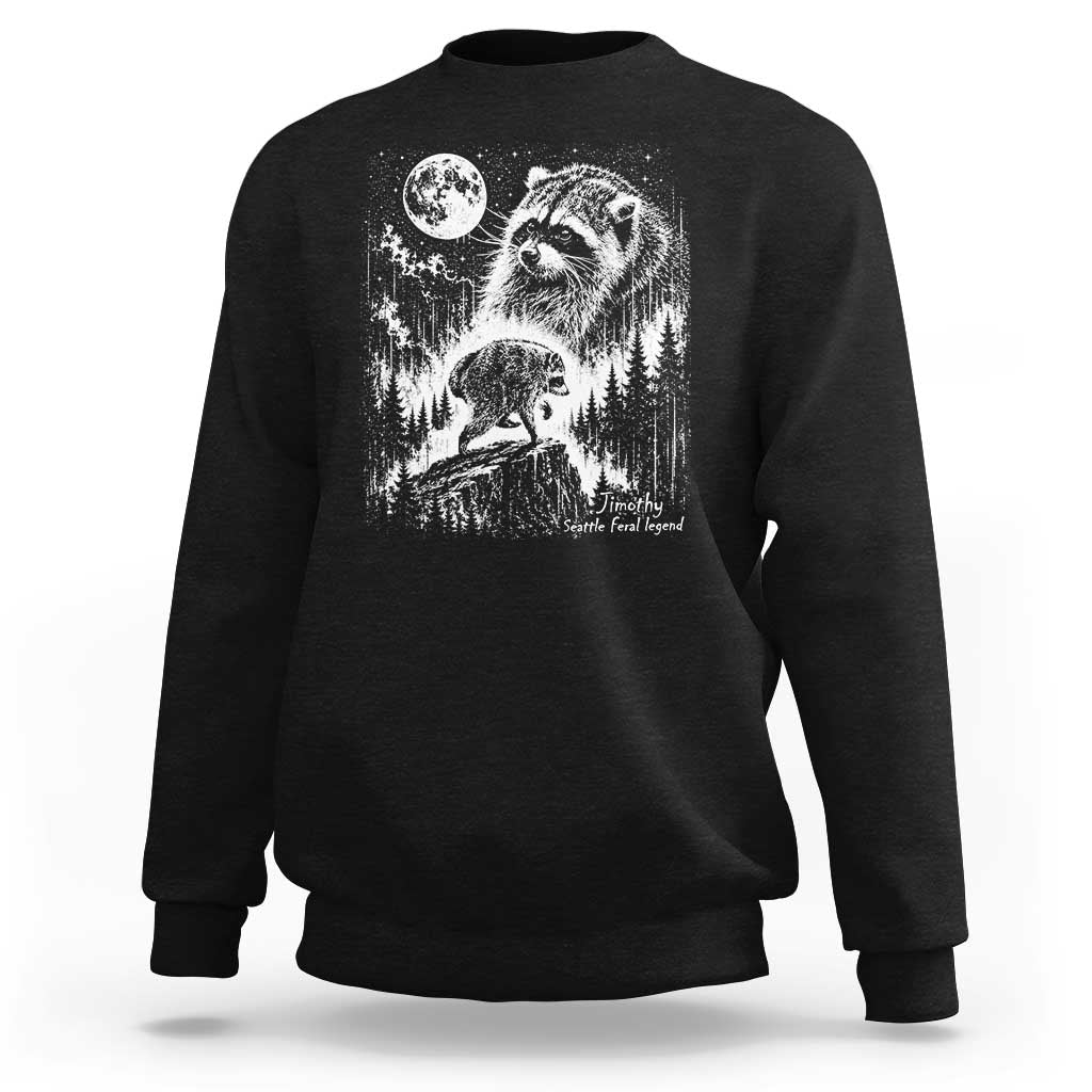 Jimothy Three Raccoon Moon Parody Wildlife Graphic Sweatshirt Vintage Seattle Feral Legend Trash Panda Meme