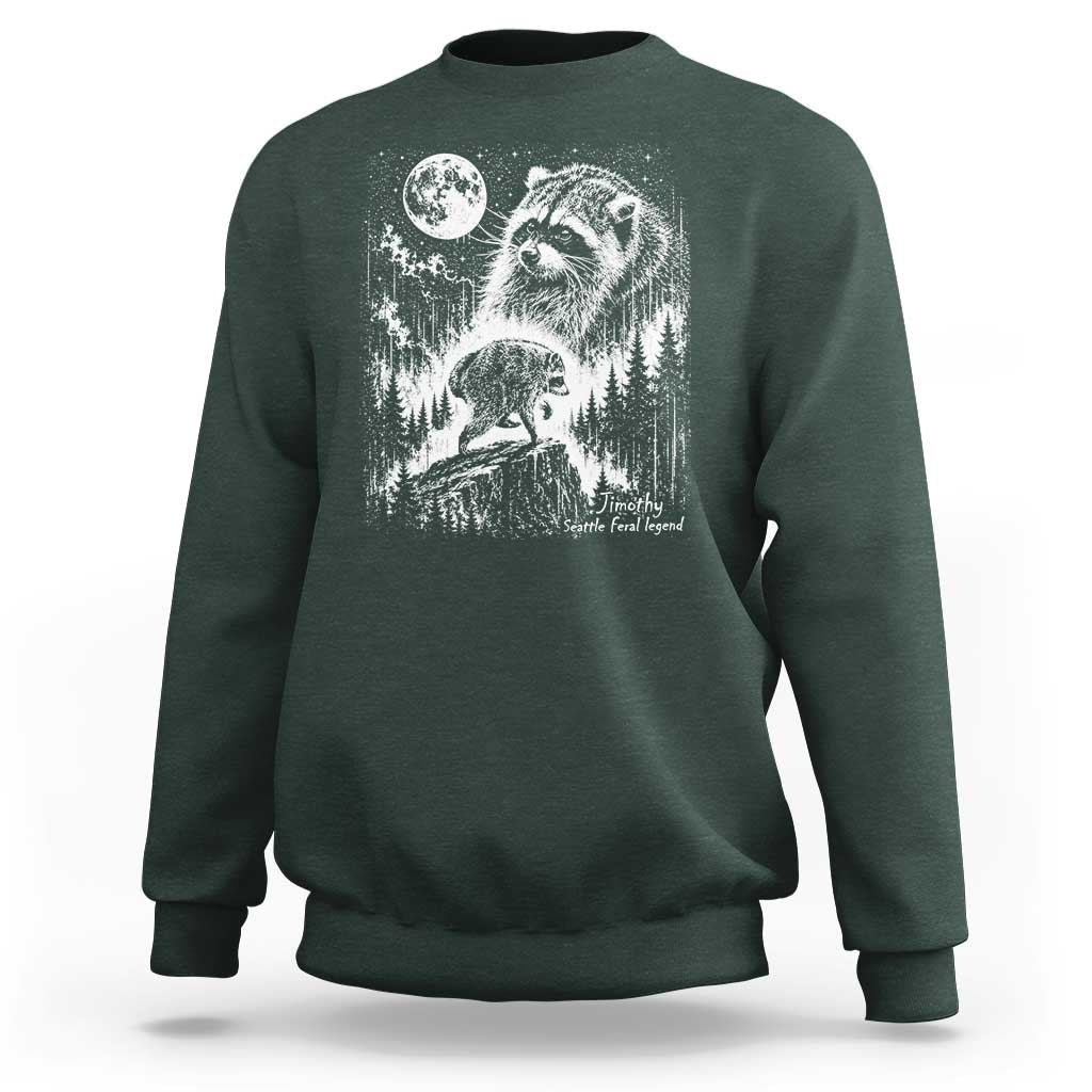Jimothy Three Raccoon Moon Parody Wildlife Graphic Sweatshirt Vintage Seattle Feral Legend Trash Panda Meme