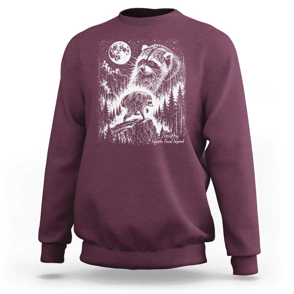 Jimothy Three Raccoon Moon Parody Wildlife Graphic Sweatshirt Vintage Seattle Feral Legend Trash Panda Meme