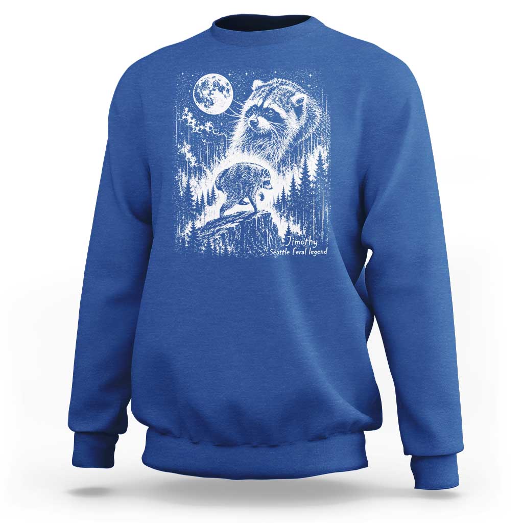 Jimothy Three Raccoon Moon Parody Wildlife Graphic Sweatshirt Vintage Seattle Feral Legend Trash Panda Meme