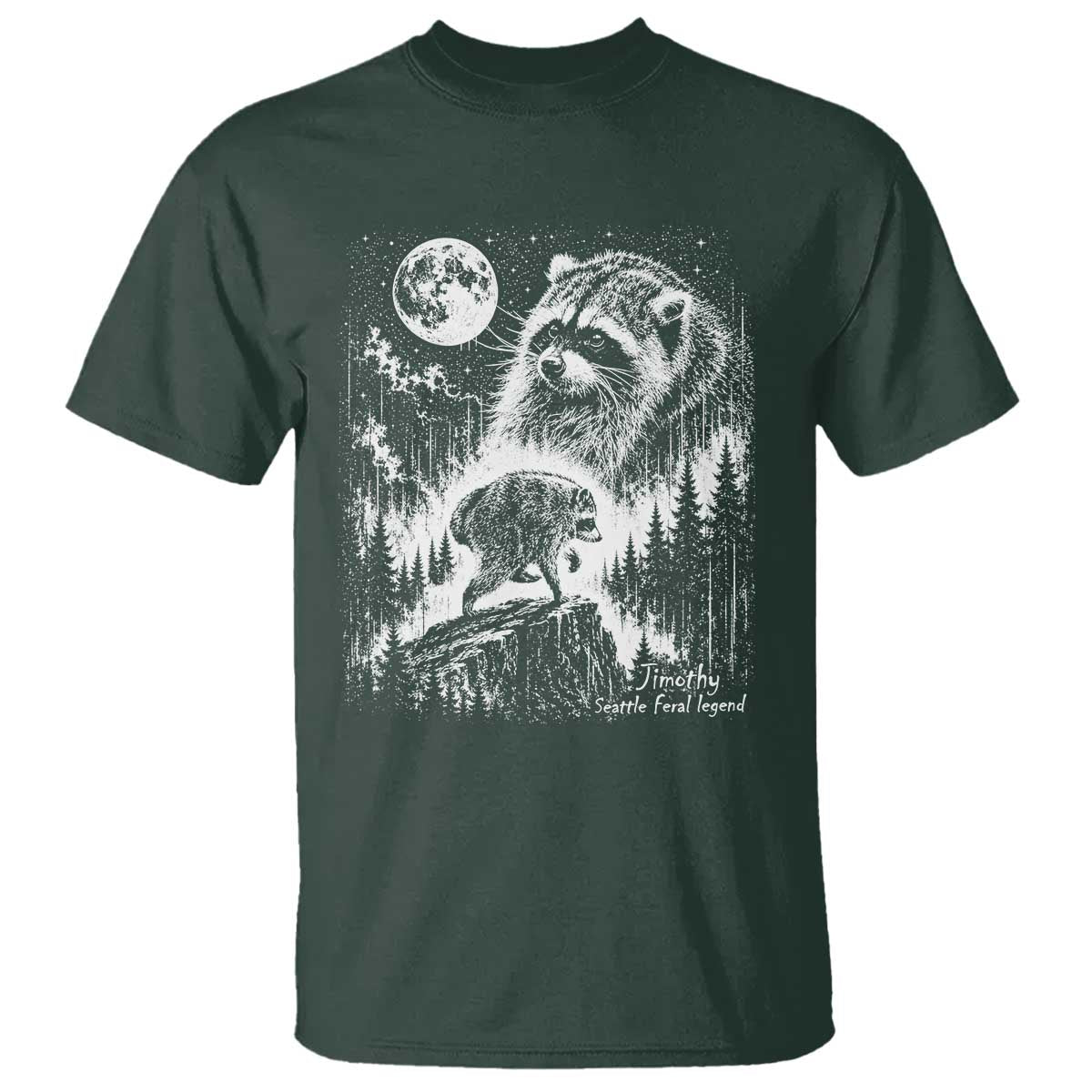 Jimothy Three Raccoon Moon Parody Wildlife Graphic T Shirt Vintage Seattle Feral Legend Trash Panda Meme