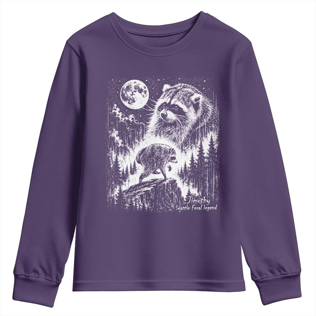 Jimothy Three Raccoon Moon Parody Wildlife Graphic Youth Sweatshirt Vintage Seattle Feral Legend Trash Panda Meme