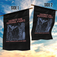 Protect Our National Parks Funny Cryptid Society Vintage Graphic Garden Flag Bigfoot Mothman Wendigo Where Legends Still Roam Free