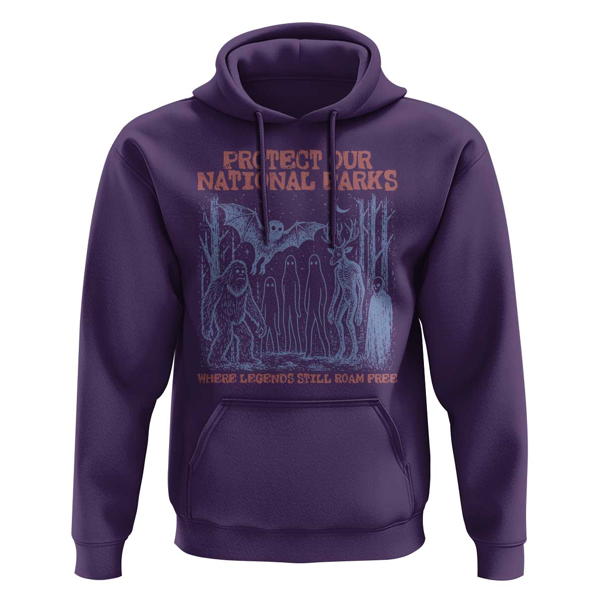 Protect Our National Parks Funny Cryptid Society Vintage Graphic Hoodie Bigfoot Mothman Wendigo Where Legends Still Roam Free