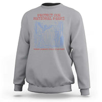 Protect Our National Parks Funny Cryptid Society Vintage Graphic Sweatshirt Bigfoot Mothman Wendigo Where Legends Still Roam Free