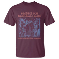Protect Our National Parks Funny Cryptid Society Vintage Graphic T Shirt Bigfoot Mothman Wendigo Where Legends Still Roam Free