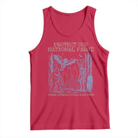 Protect Our National Parks Funny Cryptid Society Vintage Graphic Tank Top Bigfoot Mothman Wendigo Where Legends Still Roam Free