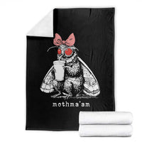 Mothma'am Pink Bow Cryptid Spooky Throw Blanket Funny Cute Coquette Mothman Legend Graphic
