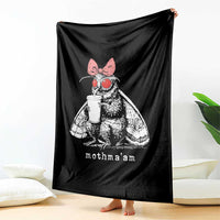 Mothma'am Pink Bow Cryptid Spooky Throw Blanket Funny Cute Coquette Mothman Legend Graphic