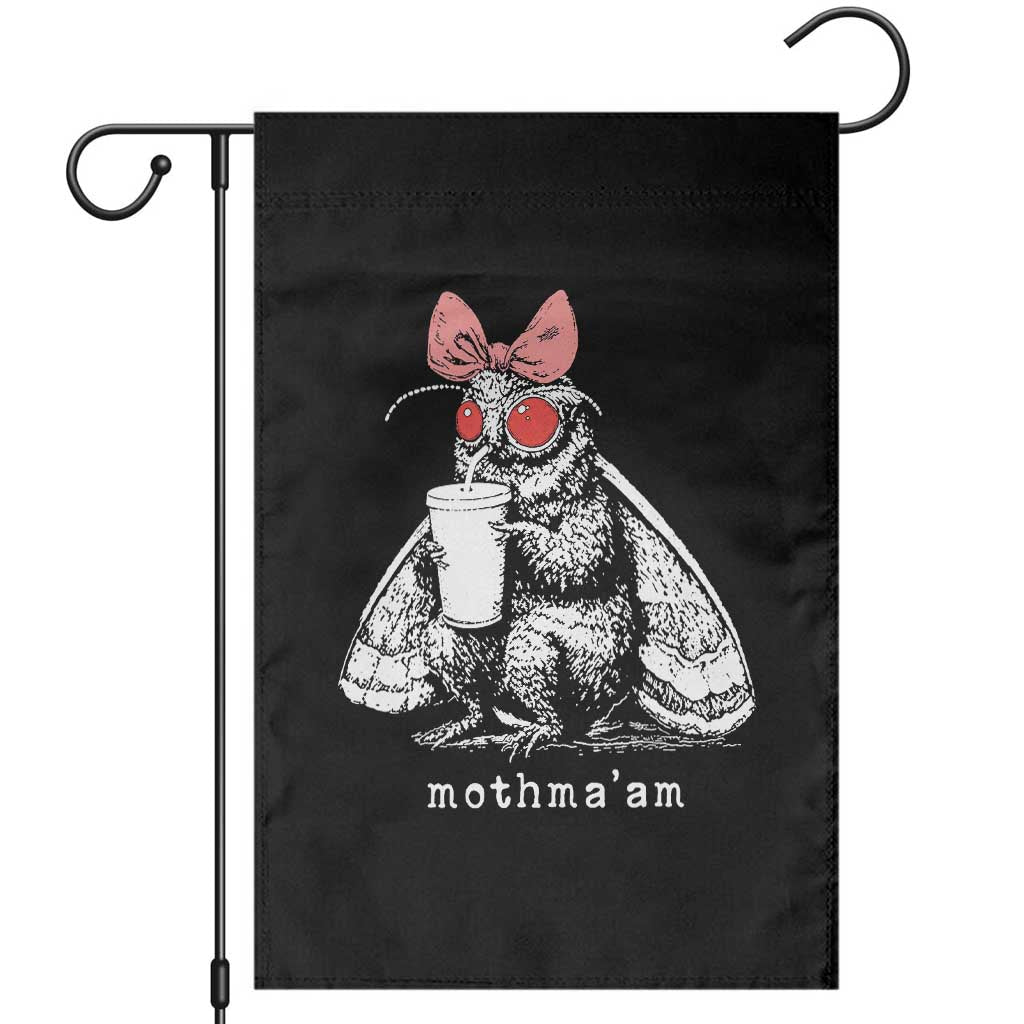 Mothma'am Pink Bow Cryptid Spooky Garden Flag Funny Cute Coquette Mothman Legend Graphic