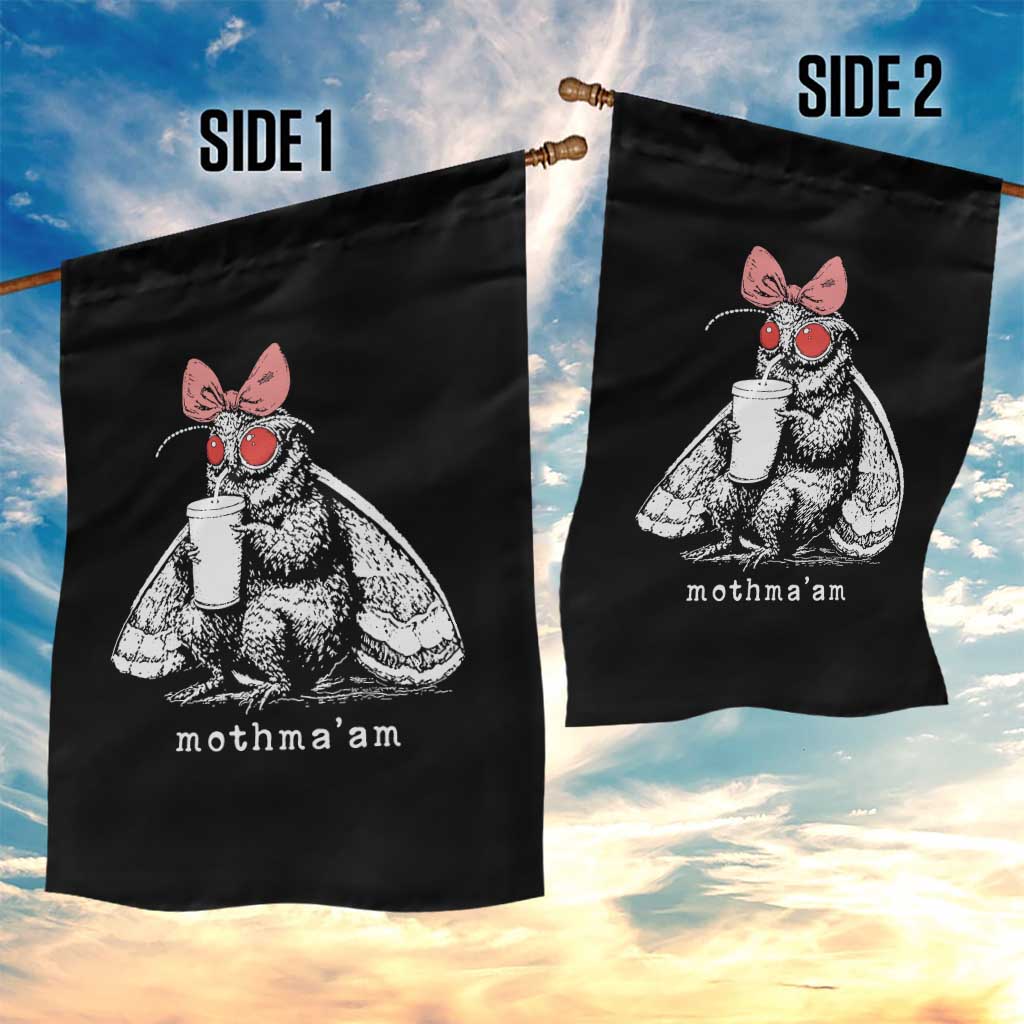 Mothma'am Pink Bow Cryptid Spooky Garden Flag Funny Cute Coquette Mothman Legend Graphic