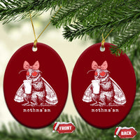 Mothma'am Pink Bow Cryptid Spooky Ceramic Ornament Funny Cute Coquette Mothman Legend Graphic