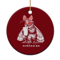 Mothma'am Pink Bow Cryptid Spooky Ceramic Ornament Funny Cute Coquette Mothman Legend Graphic