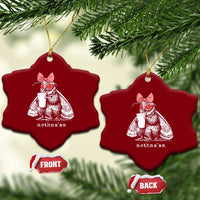 Mothma'am Pink Bow Cryptid Spooky Ceramic Ornament Funny Cute Coquette Mothman Legend Graphic