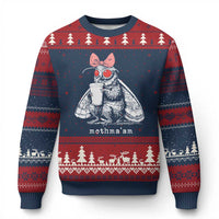 Mothma'am Pink Bow Cryptid Spooky Ugly Christmas Sweater Funny Cute Coquette Mothman Legend Graphic