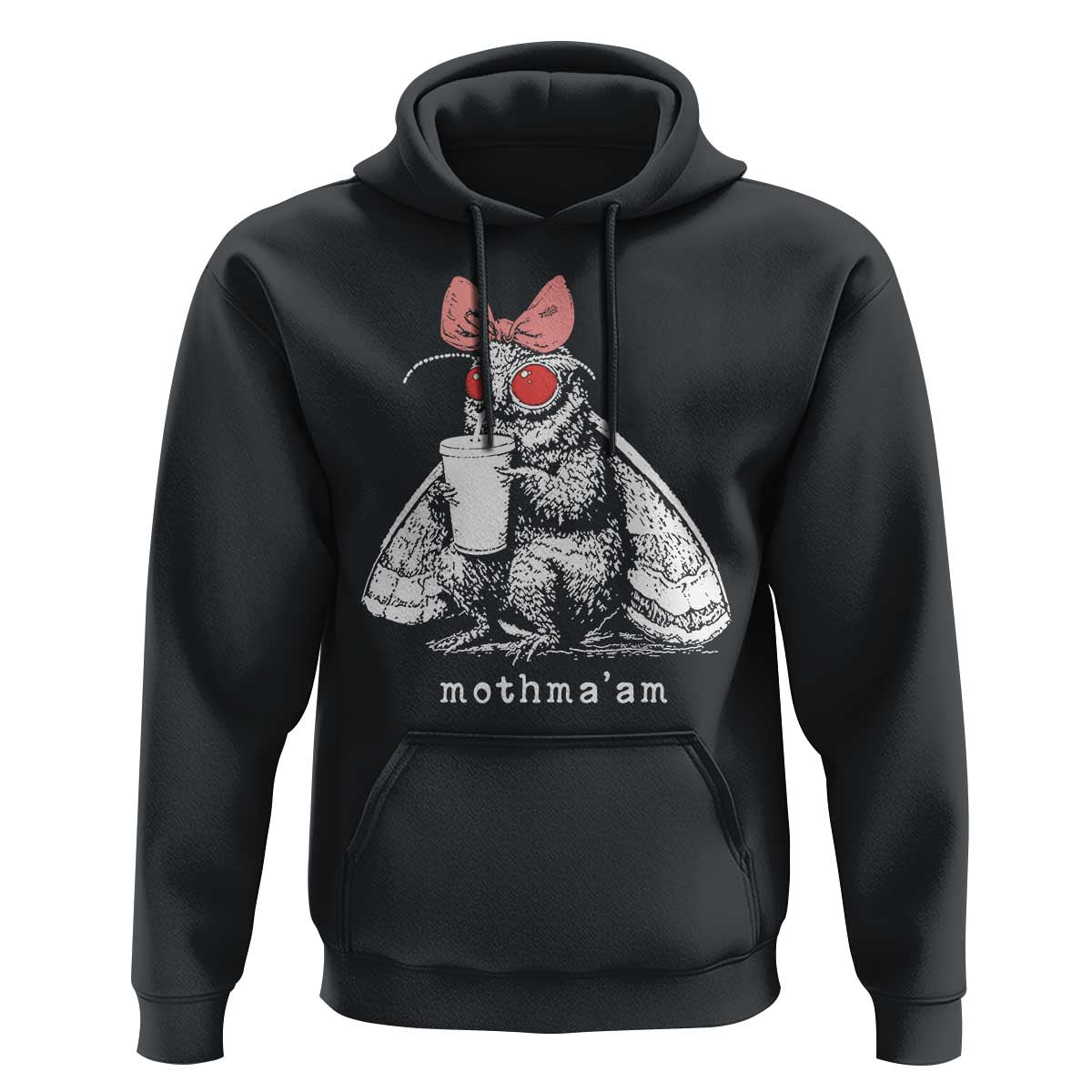 Mothma'am Pink Bow Cryptid Spooky Hoodie Funny Cute Coquette Mothman Legend Graphic