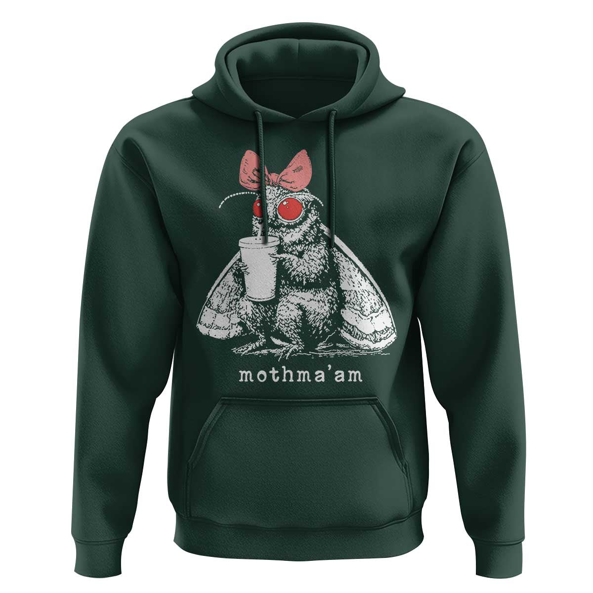 Mothma'am Pink Bow Cryptid Spooky Hoodie Funny Cute Coquette Mothman Legend Graphic