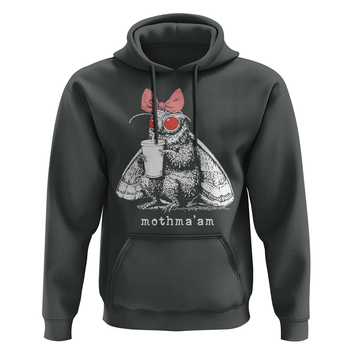 Mothma'am Pink Bow Cryptid Spooky Hoodie Funny Cute Coquette Mothman Legend Graphic