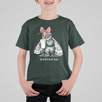 Mothma'am Pink Bow Cryptid Spooky T Shirt For Kid Funny Cute Coquette Mothman Legend Graphic