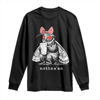Mothma'am Pink Bow Cryptid Spooky Long Sleeve Shirt Funny Cute Coquette Mothman Legend Graphic
