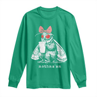Mothma'am Pink Bow Cryptid Spooky Long Sleeve Shirt Funny Cute Coquette Mothman Legend Graphic