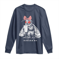 Mothma'am Pink Bow Cryptid Spooky Long Sleeve Shirt Funny Cute Coquette Mothman Legend Graphic