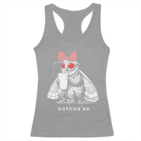 Mothma'am Pink Bow Cryptid Spooky Racerback Tank Top Funny Cute Coquette Mothman Legend Graphic