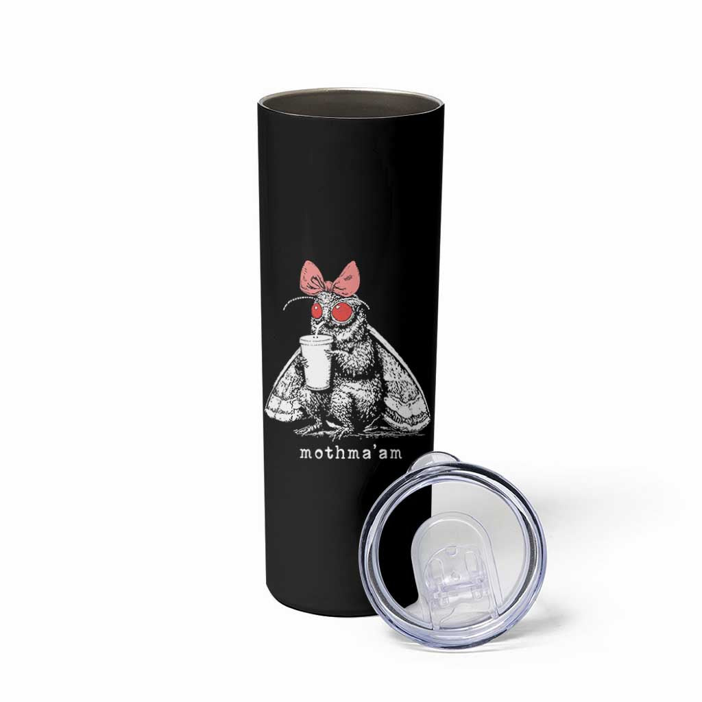 Mothma'am Pink Bow Cryptid Spooky Skinny Tumbler Funny Cute Coquette Mothman Legend Graphic