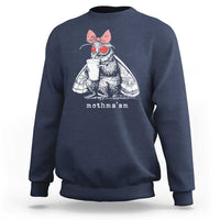 Mothma'am Pink Bow Cryptid Spooky Sweatshirt Funny Cute Coquette Mothman Legend Graphic