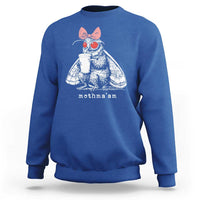 Mothma'am Pink Bow Cryptid Spooky Sweatshirt Funny Cute Coquette Mothman Legend Graphic