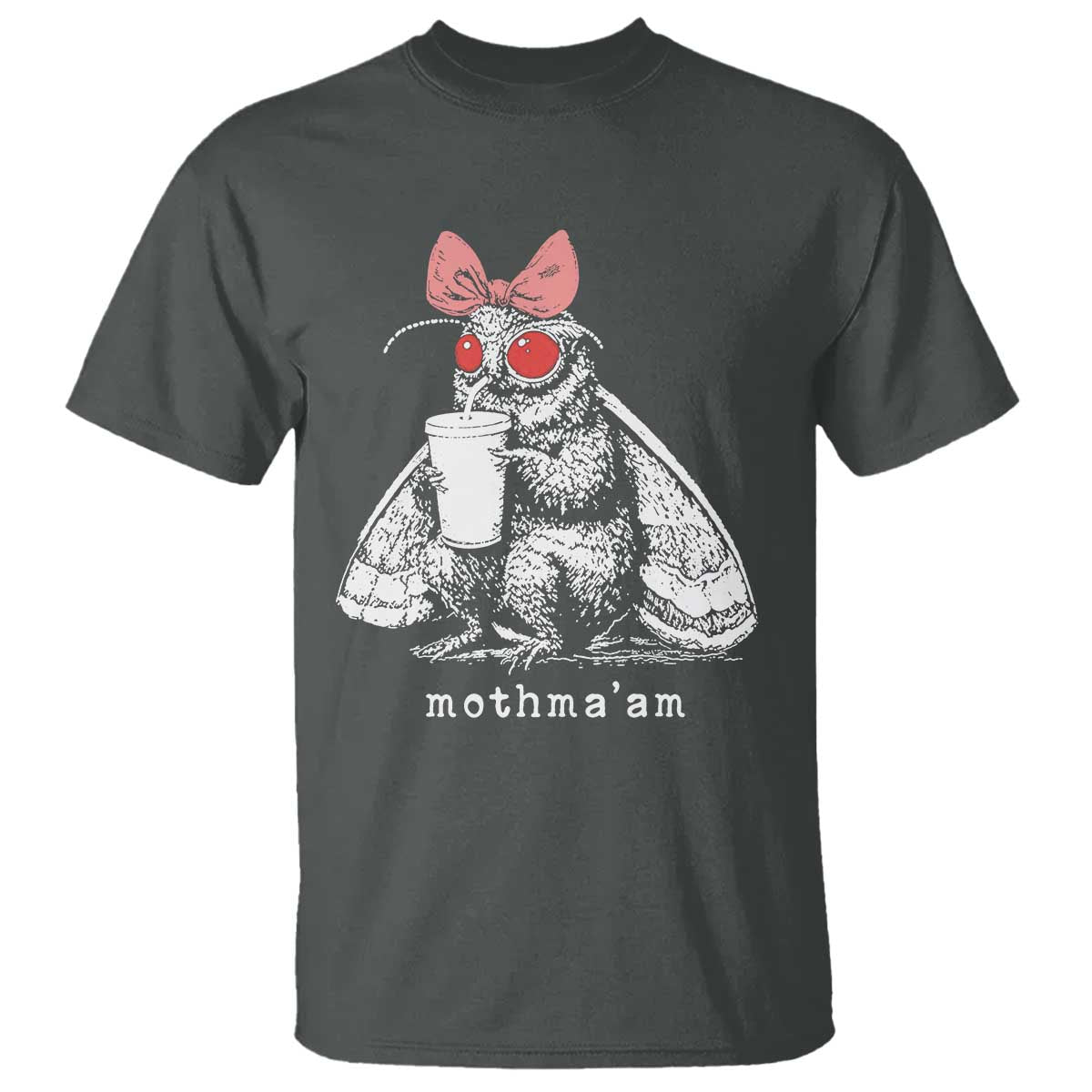 Mothma'am Pink Bow Cryptid Spooky T Shirt Funny Cute Coquette Mothman Legend Graphic