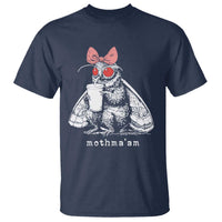 Mothma'am Pink Bow Cryptid Spooky T Shirt Funny Cute Coquette Mothman Legend Graphic