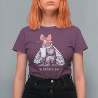 Mothma'am Pink Bow Cryptid Spooky T Shirt For Women Funny Cute Coquette Mothman Legend Graphic