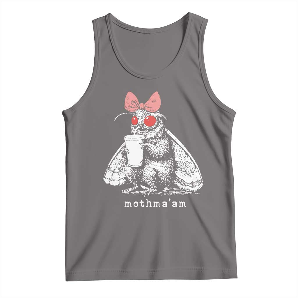 Mothma'am Pink Bow Cryptid Spooky Tank Top Funny Cute Coquette Mothman Legend Graphic