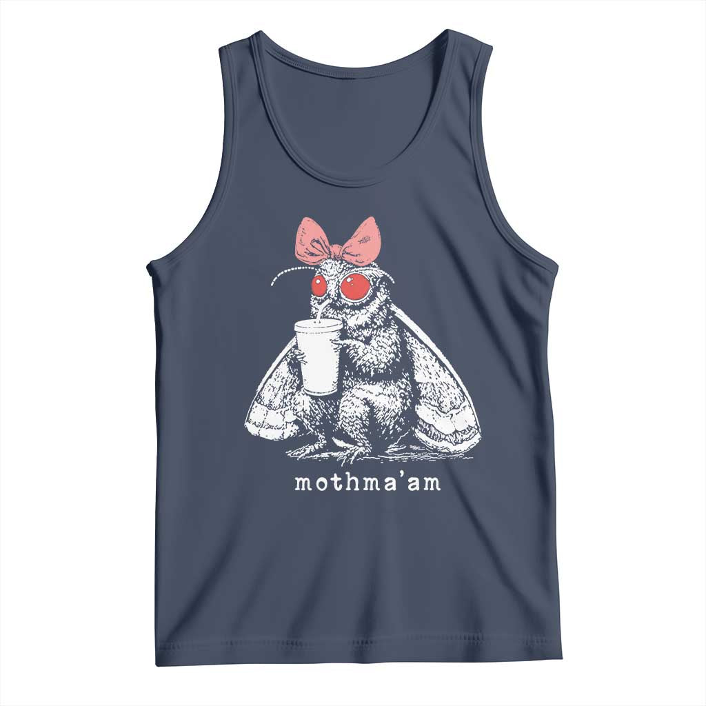 Mothma'am Pink Bow Cryptid Spooky Tank Top Funny Cute Coquette Mothman Legend Graphic