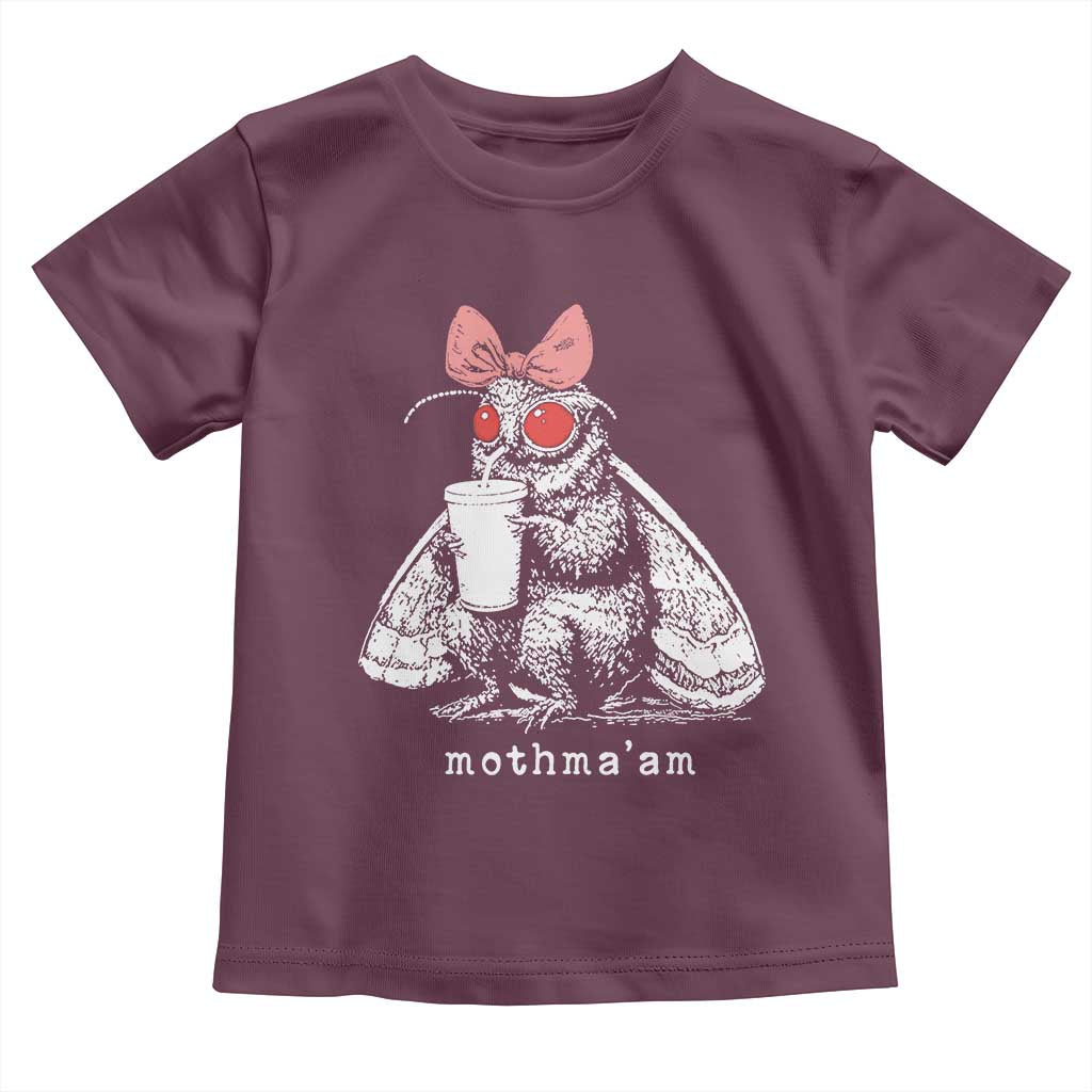 Mothma'am Pink Bow Cryptid Spooky Toddler T Shirt Funny Cute Coquette Mothman Legend Graphic