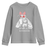 Mothma'am Pink Bow Cryptid Spooky Youth Sweatshirt Funny Cute Coquette Mothman Legend Graphic