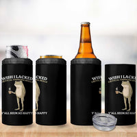 Funny Sarcastic Frog Drinking Coffee Meme 4 in 1 Can Cooler Tumbler Wish I Lacked Critical Thinking Skills Y'all Seem So Happy Retro Vintage
