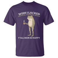 Funny Sarcastic Frog Drinking Coffee Meme T Shirt Wish I Lacked Critical Thinking Skills Y'all Seem So Happy Retro Vintage