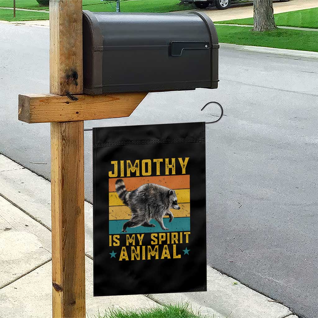 Jimothy Is My Spirit Animal Seattle Raccoon Lover Garden Flag Retro Sunset Viral Ballard Trash Panda Graphic