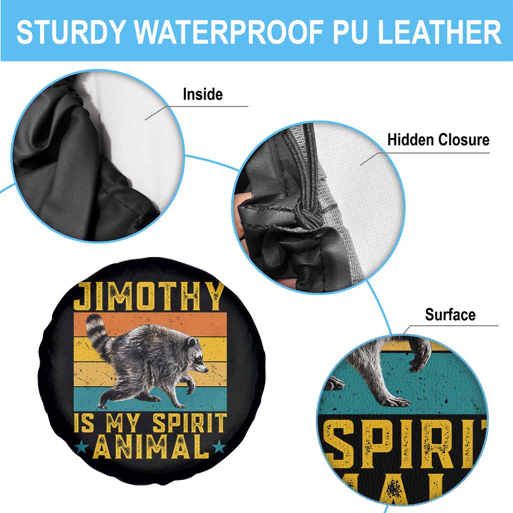 Jimothy Is My Spirit Animal Seattle Raccoon Lover Spare Tire Cover Retro Sunset Viral Ballard Trash Panda Graphic
