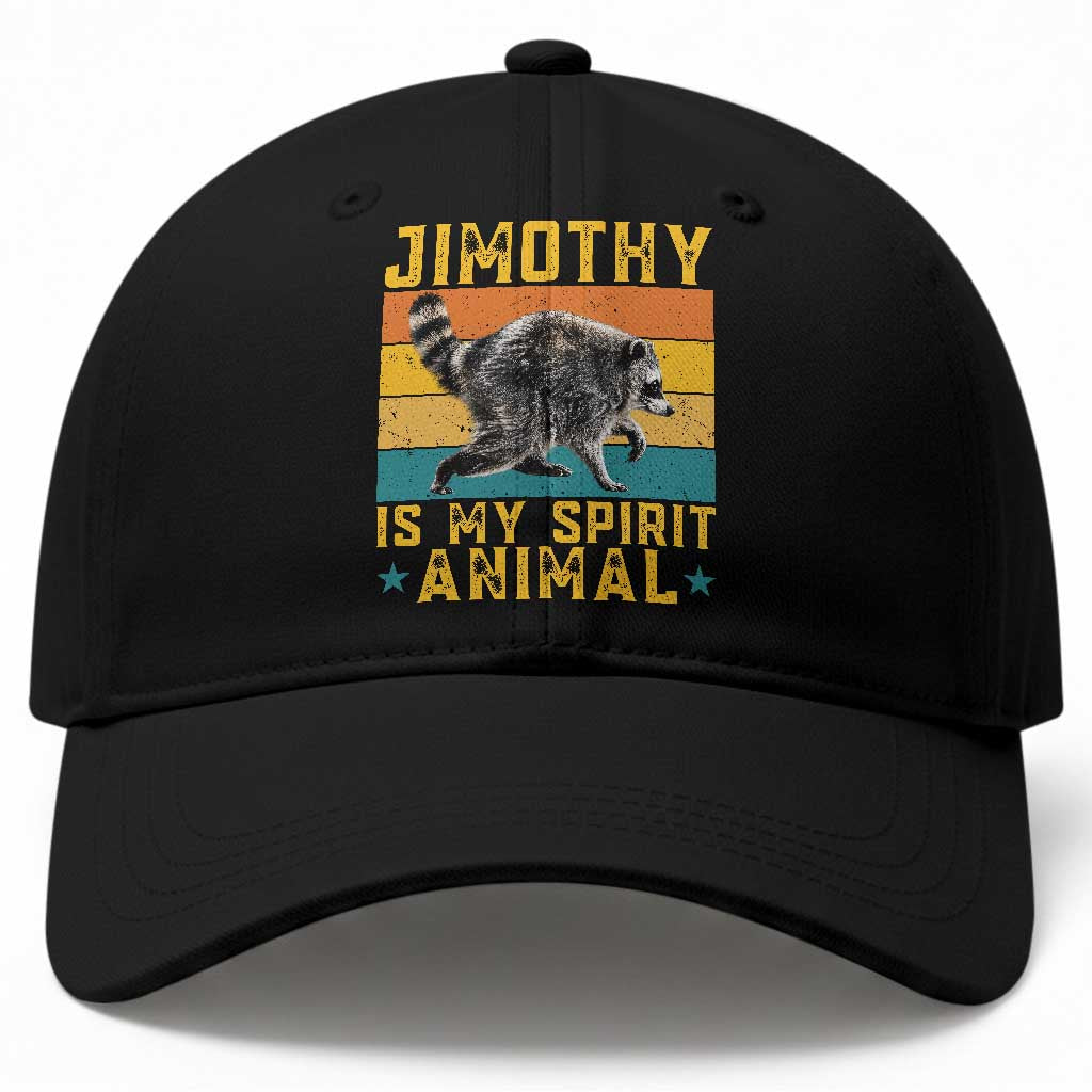 Jimothy Is My Spirit Animal Seattle Raccoon Lover Baseball Cap Retro Sunset Viral Ballard Trash Panda Graphic