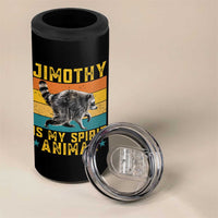 Jimothy Is My Spirit Animal Seattle Raccoon Lover 4 in 1 Can Cooler Tumbler Retro Sunset Viral Ballard Trash Panda Graphic