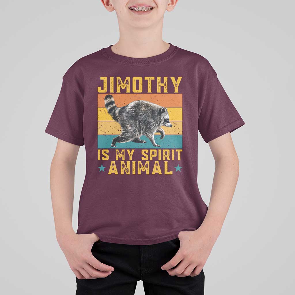 Jimothy Is My Spirit Animal Seattle Raccoon Lover T Shirt For Kid Retro Sunset Viral Ballard Trash Panda Graphic
