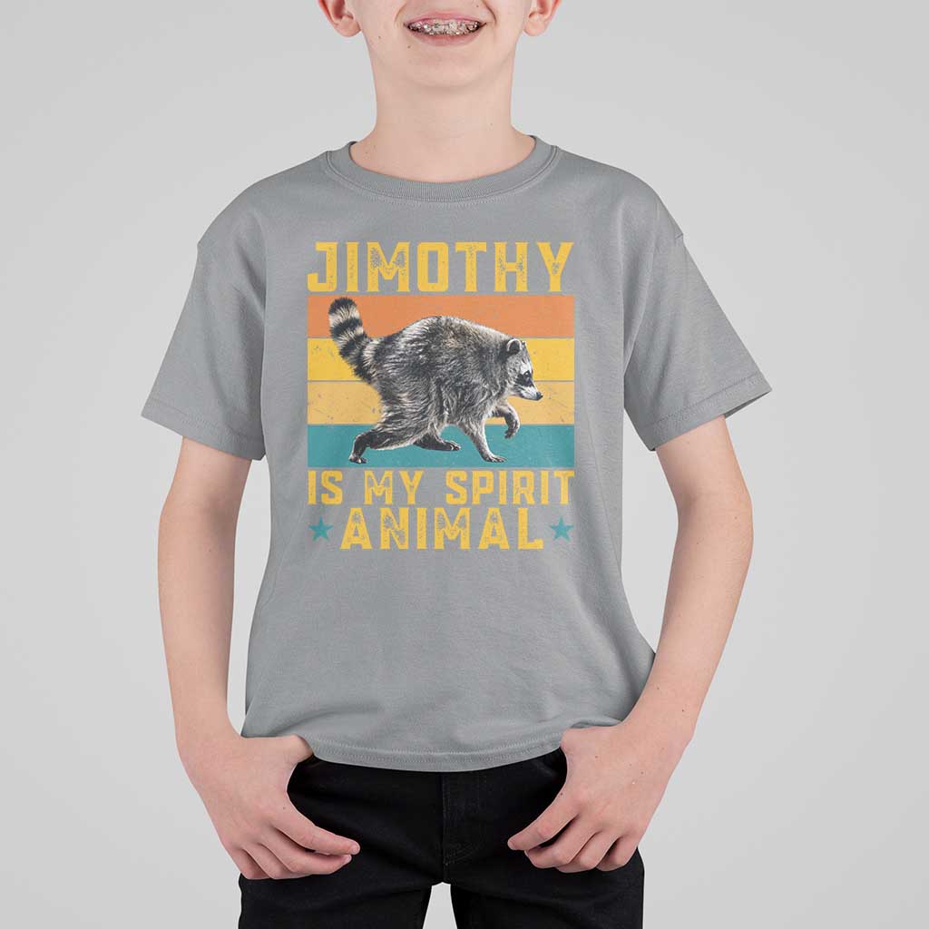 Jimothy Is My Spirit Animal Seattle Raccoon Lover T Shirt For Kid Retro Sunset Viral Ballard Trash Panda Graphic