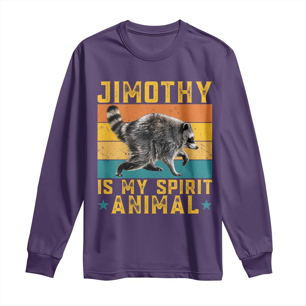 Jimothy Is My Spirit Animal Seattle Raccoon Lover Long Sleeve Shirt Retro Sunset Viral Ballard Trash Panda Graphic